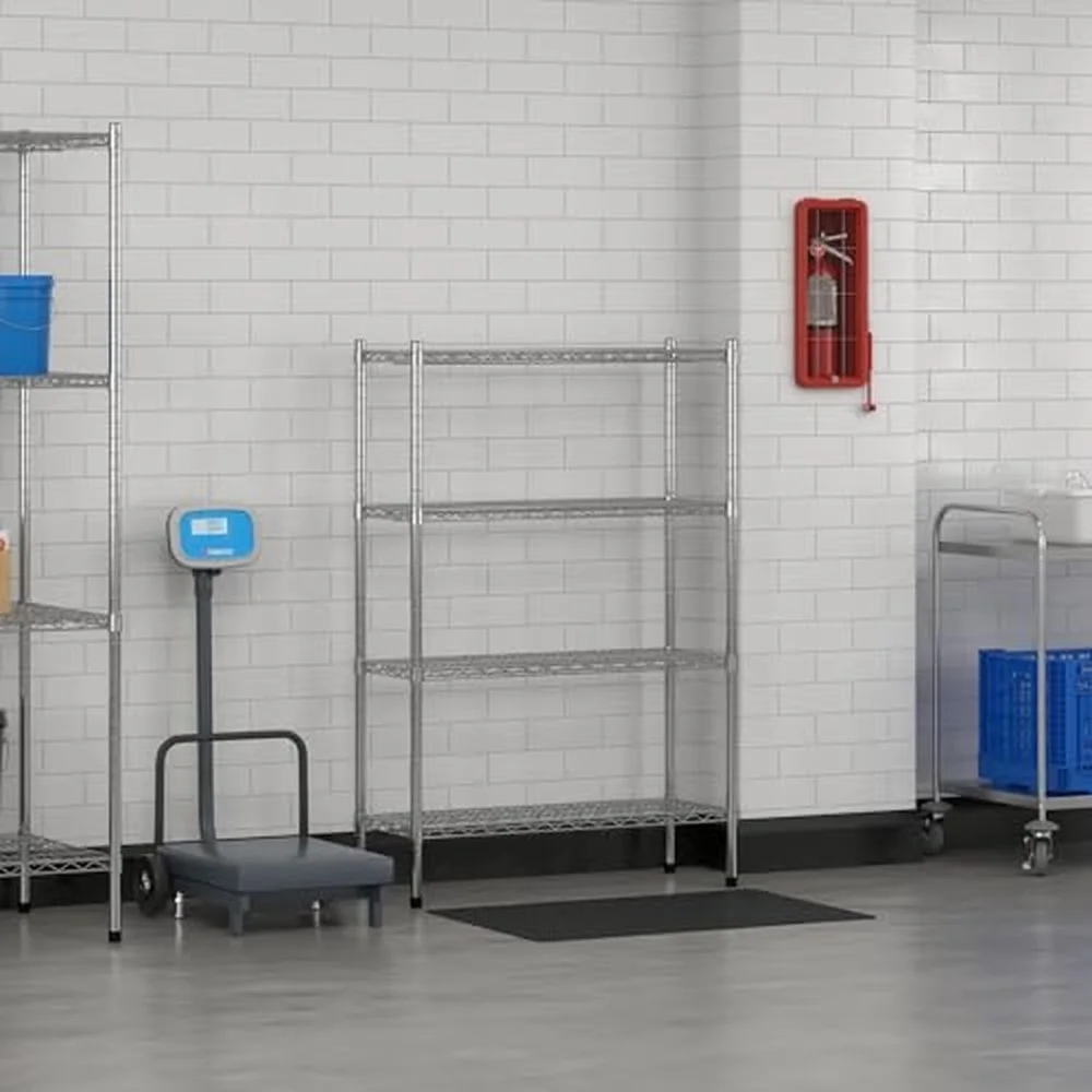 Commercial NSF Listed Chrome Stationary Wire Shelving Kit 14