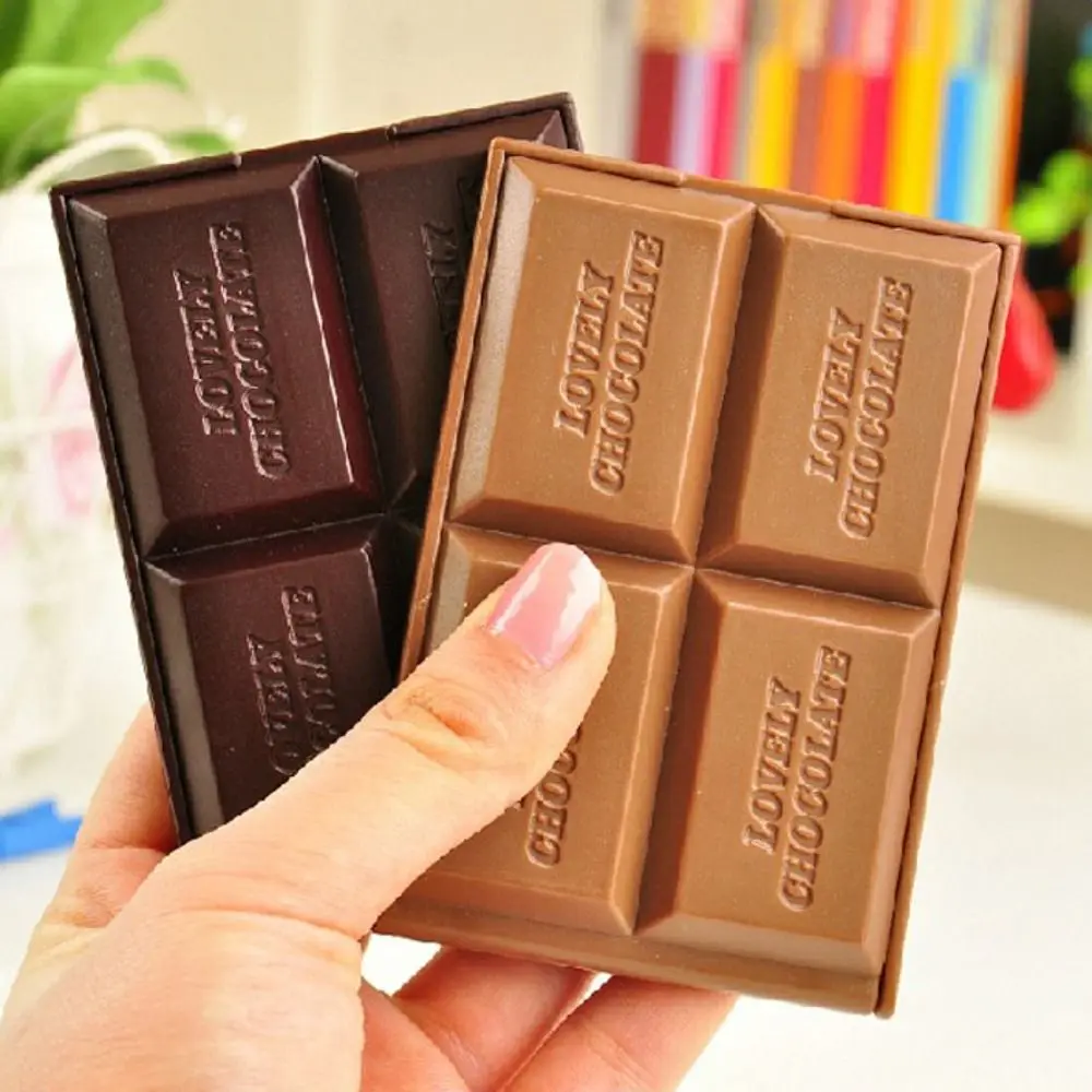 Simple Chocolate Shaped Chocolate Mirror Mini Square Portable Mirror Travel Size Plastic Vanity Mirror Dormitory