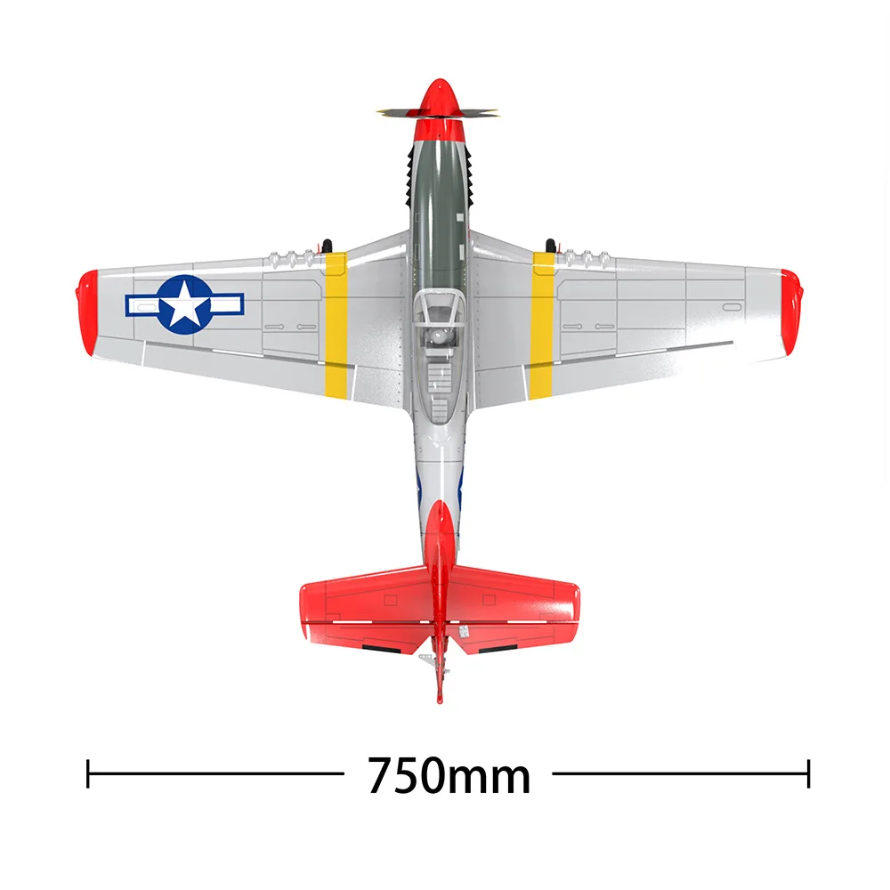 Volantex 768-1 P51D MUSTANG 750mm 75CM Wingspan EPO 2.4GHz 4CH Brushless Airplane with 6-Axis Stabilizer System RC Plane RTF