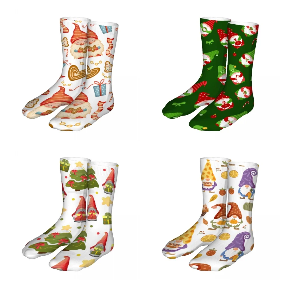 Cute Gnomes Pattern Mens Womens Funny Crew Socks Cool 3D Printed Design Socks Fashion Comfortable Basketball Socks