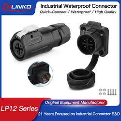 CNLINKO 2/3/4/5/6/7/8 Pin M12 Waterproof Connectors Quick Electrical Connector Female Plug Male Socket for Outdoor Equipment