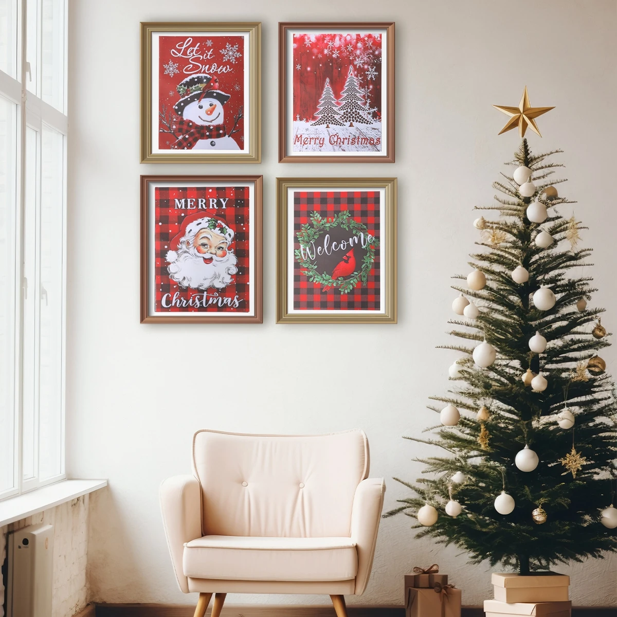 

Christmas Santa Claus Poster Painting Navidad Natal Noel Tree Snowman Banner Merry Christmas Decor For Home 2024 New Year 2025