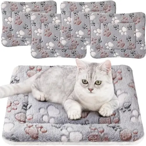 

Tuanse 4-Pack Soft Reversible Pet Bed Mat 13"x19" – Washable Fleece Crate Pad for Dogs, Cats, Hamsters, Guinea Pigs (Light Gray)