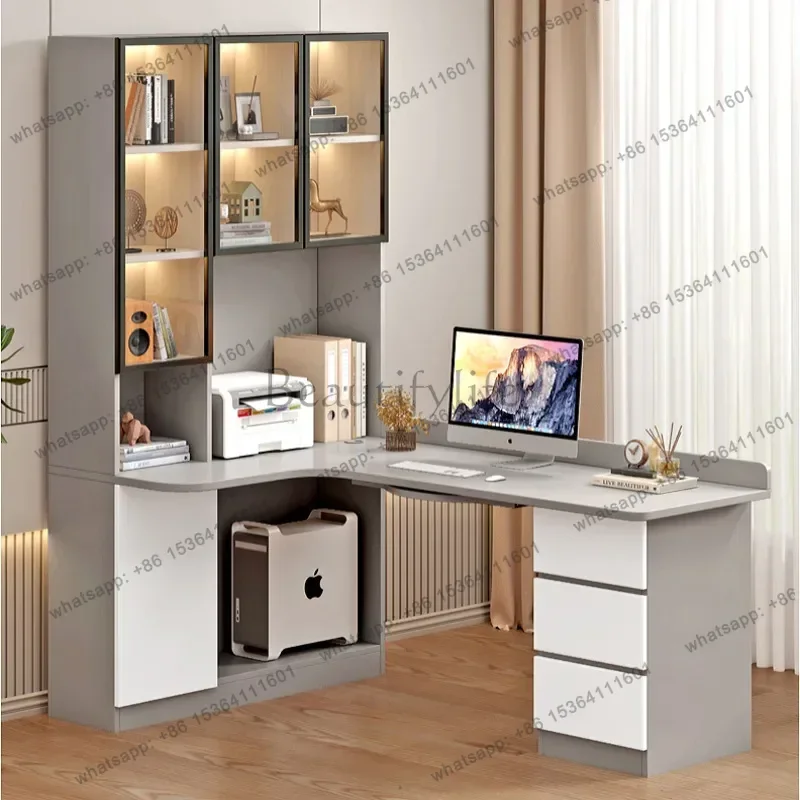 ld Bookcase Computer Desk Bookshelf Integrated Shelves Drawers Bedroom Home Student Study Table Writing  Office Table
