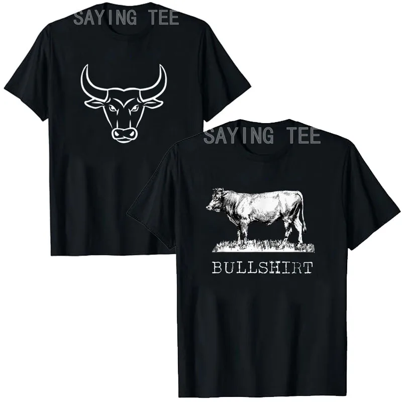 Bull Shirt - Funny Cow Cowboy Gift for Farmers Cattle Men T-Shirt Angry Bull Head and Face with Horns Y2k Design Graphic Tee Top
