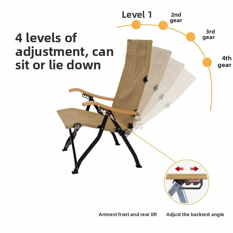 Outdoor Adjustable Chair Seal  Folding  Portable Camping Picnic  High Back