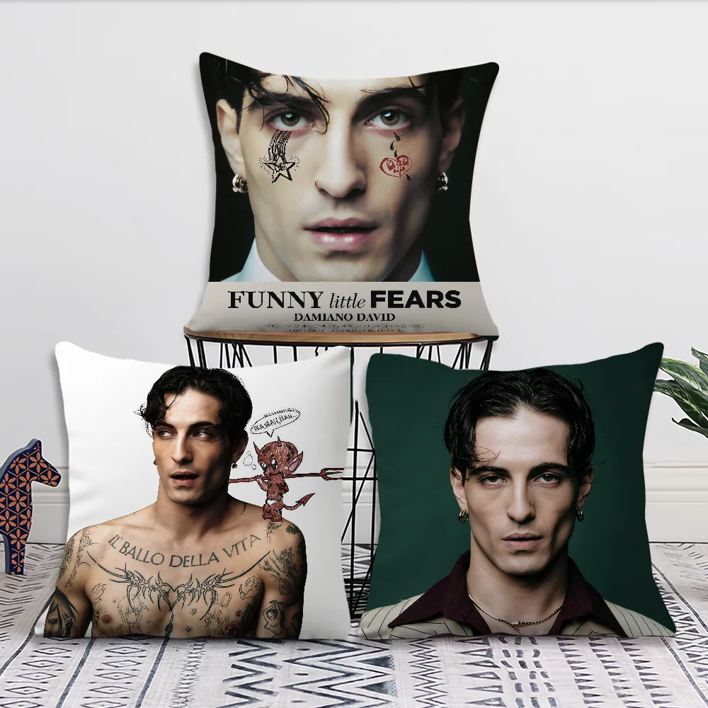 Rock Singer D-Damiano David Cushion Cover Pillow Case Square Cushion Room Bedroom Headboard Sofa Living Backrest Nap Time