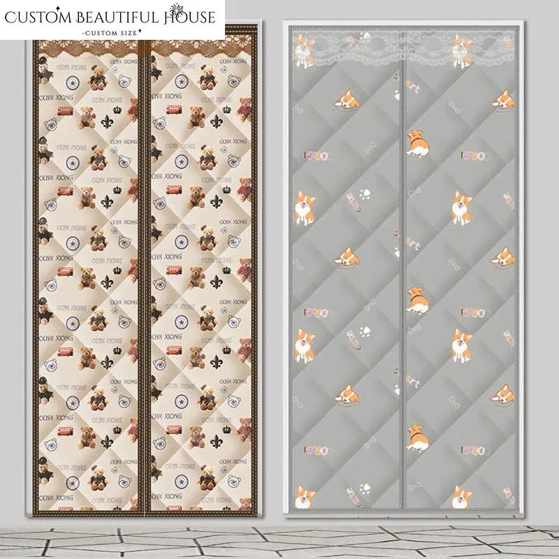 

Custom Size Door Curtain New Cotton Household Strong Magnetic Double Door Thickened Door Curtains Heat Insulation and Warm Decor