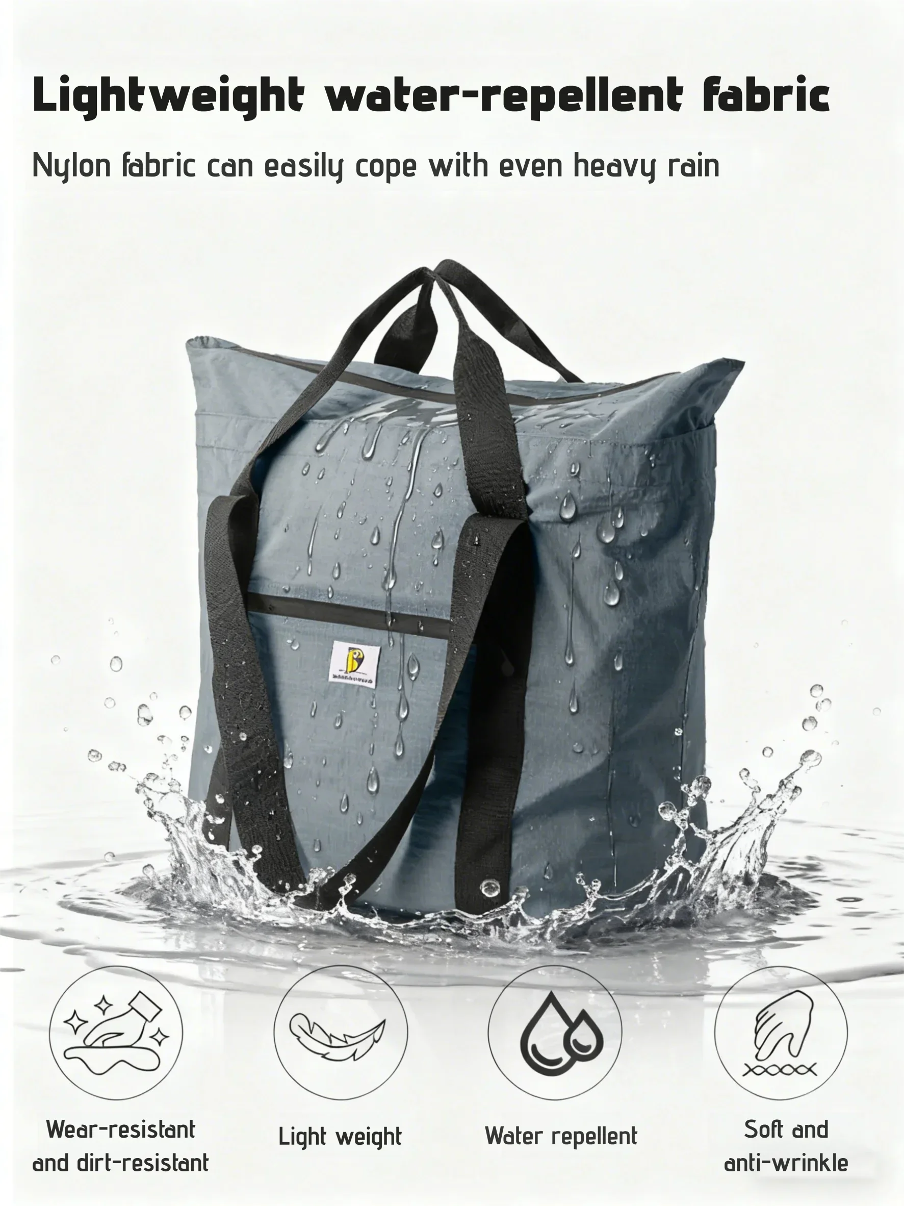 حقيبة سفر ذات سعة كبيرة مقاومة للماء من النايلون قابلة للطي حقيبة من القماش الخشن خفيفة الوزن لعطلة نهاية الأسبوع حقيبة حمل الأمتعة للسفر في الهواء الطلق