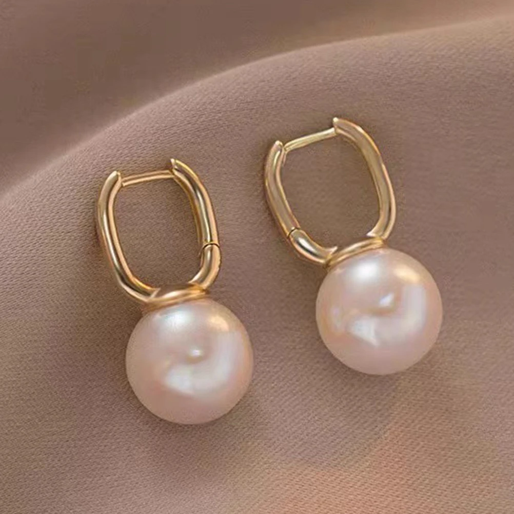 

Pearl Earrings Retro Red White Fashionable Daily Dress Women Trendy Simulation Pearl Girls Teen Jewelry Accessories