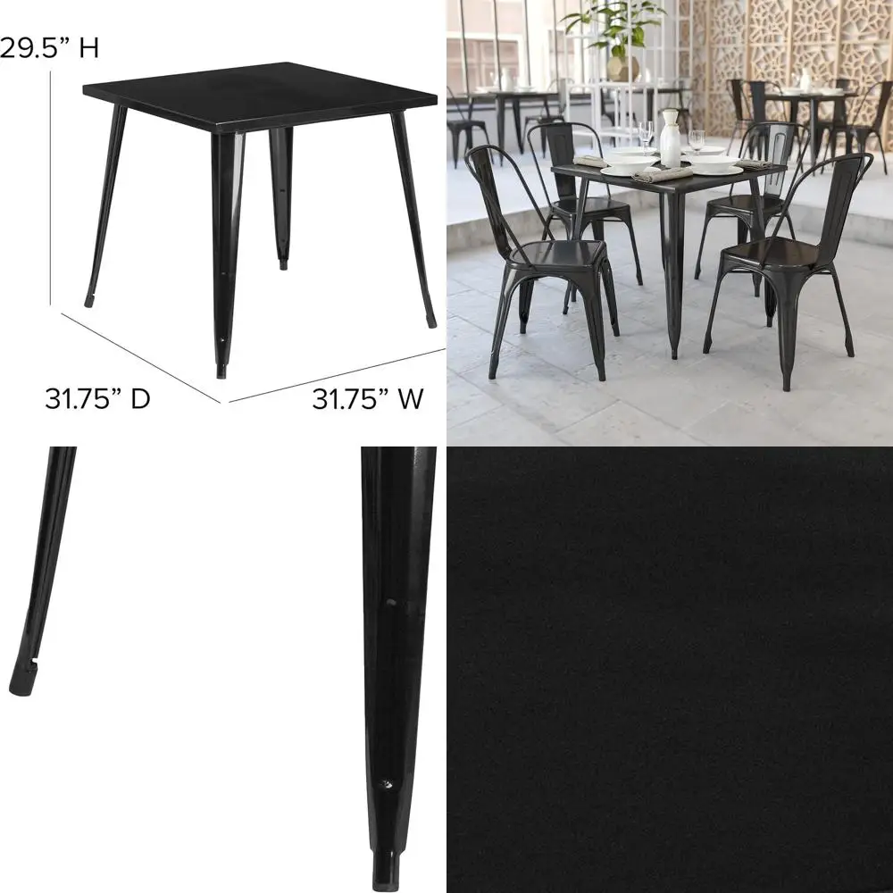 

Прочный черный металлический квадратный стол 31,75 для внутреннего и наружного использования от EMMA + OLIVER