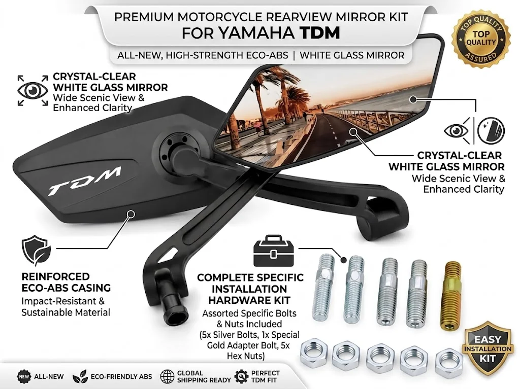 High Strength ABS Motorcycle Rear view Mirrors Adjustable With logo For YAMAHA TDM900 TDM 900 2004-2014 2013 2012 2011
