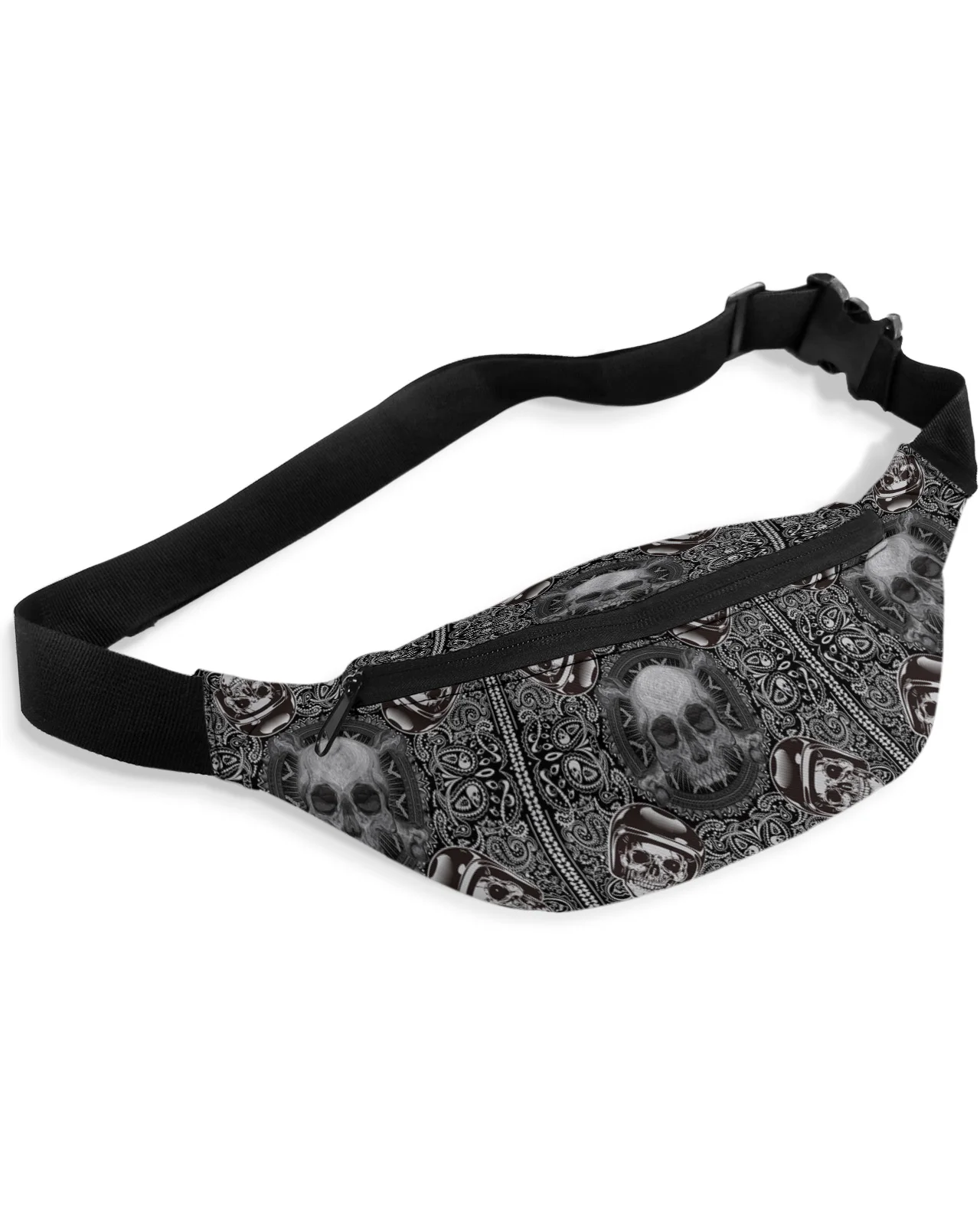 Skull Head Paisley Pattern Waist Packs Shoulder Bag Unisex Messenger Bag Casual Fashion Fanny Pack for Women