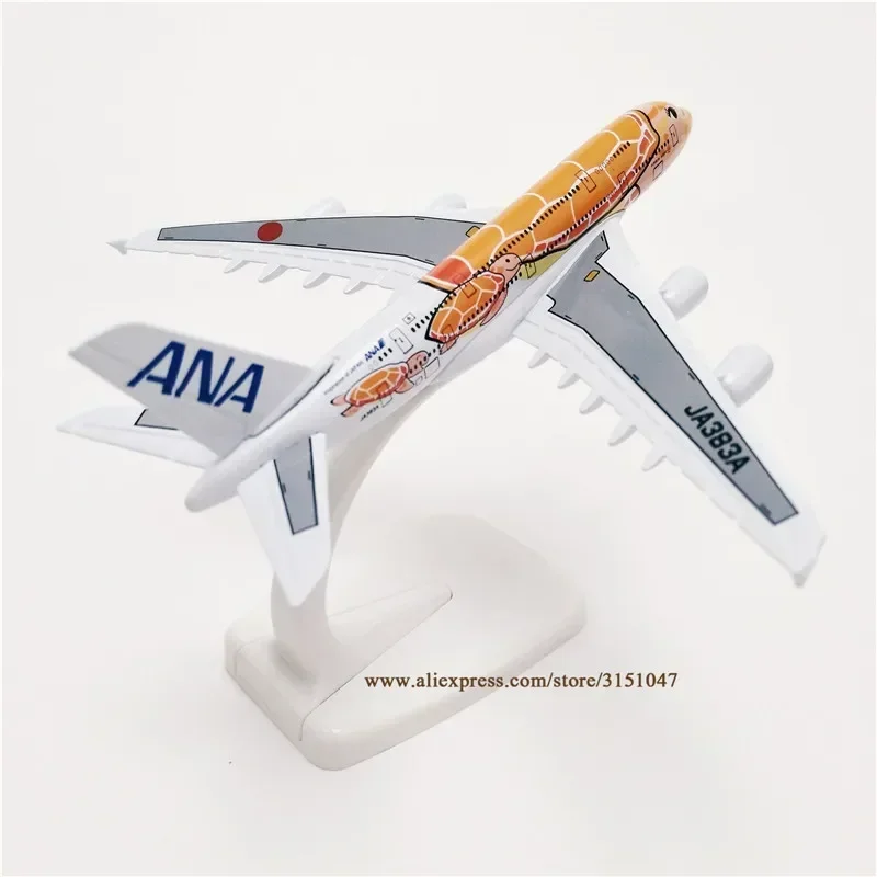 Laranja 16cm ar japão anima dos desenhos animados tartaruga marinha airbus a380 airways companhias aéreas liga de metal avião modelo avião diecast aeronaves