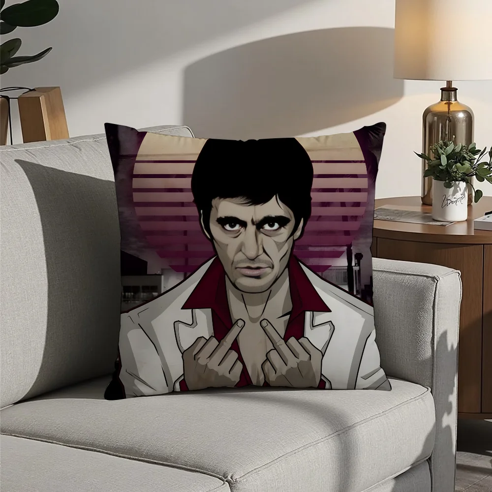 

Classic Movie Scarface Vintage Pillow Case Plush Fabric Soft Pillowcase Double Sided Print Cushion Cover Household Gifts