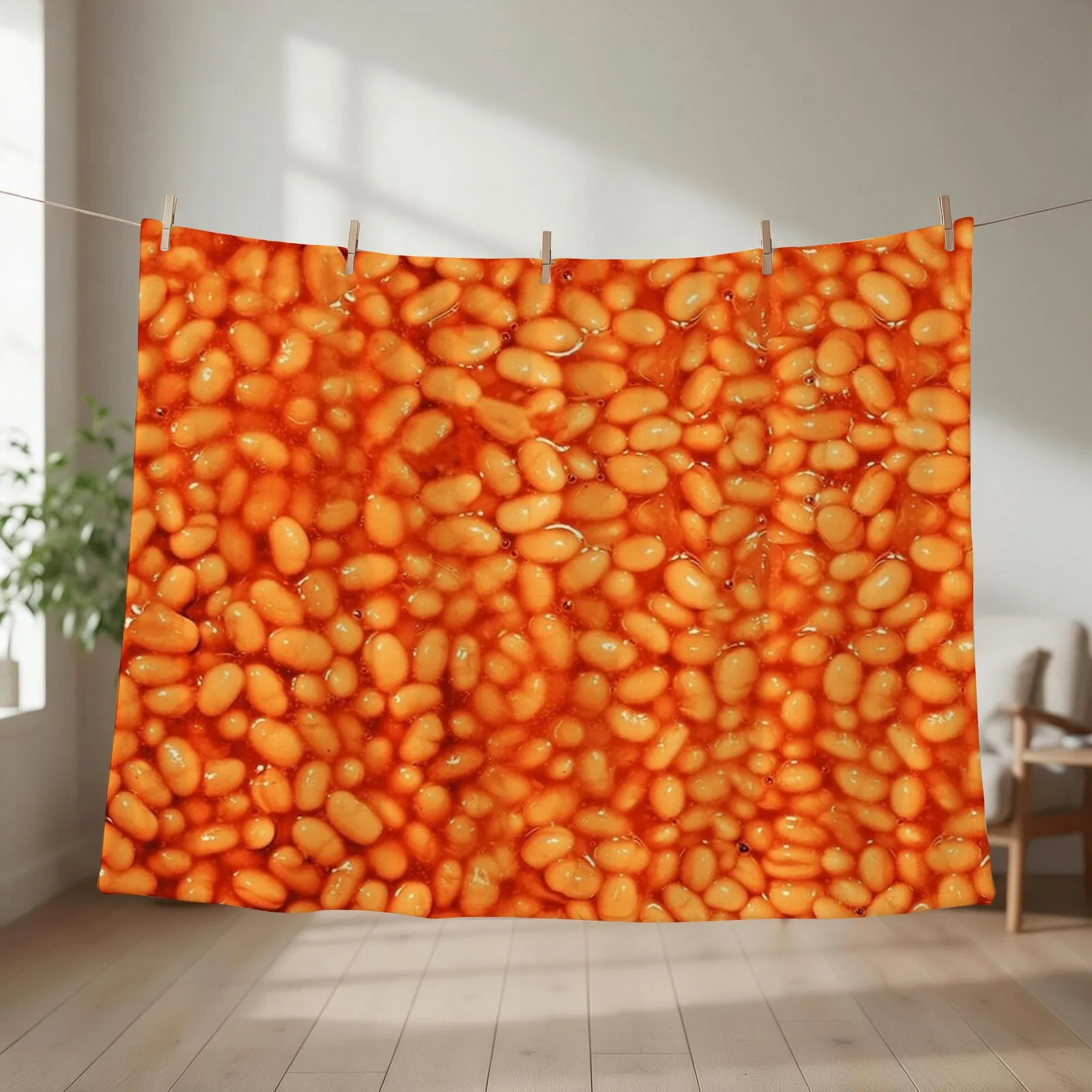 Beans In Things Pattern Throw Blanket couch cozy soft plush fuzzy picnic outdoor blanket