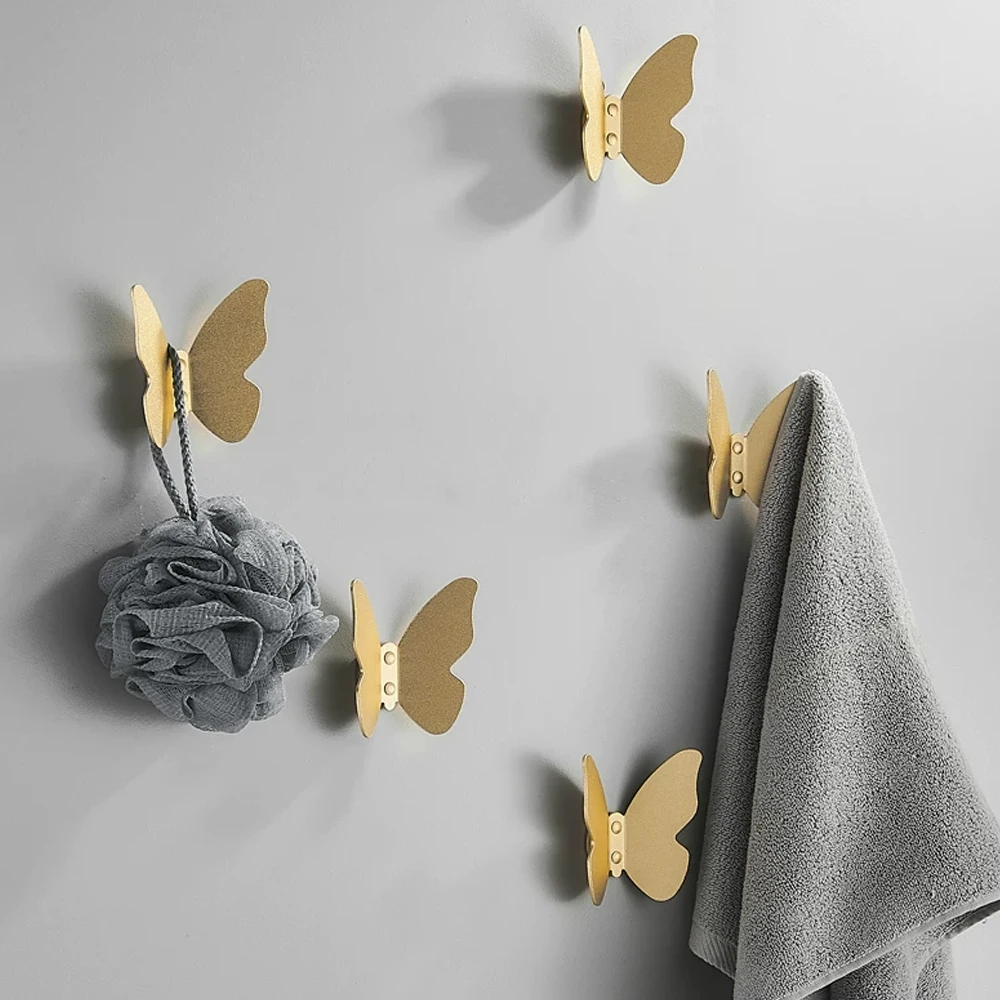 Butterfly Shape Wall Hook for Hanging Coats Hats Bags Metal Aesthetic Screw HookCute Room Decor Accessories for Girls Women