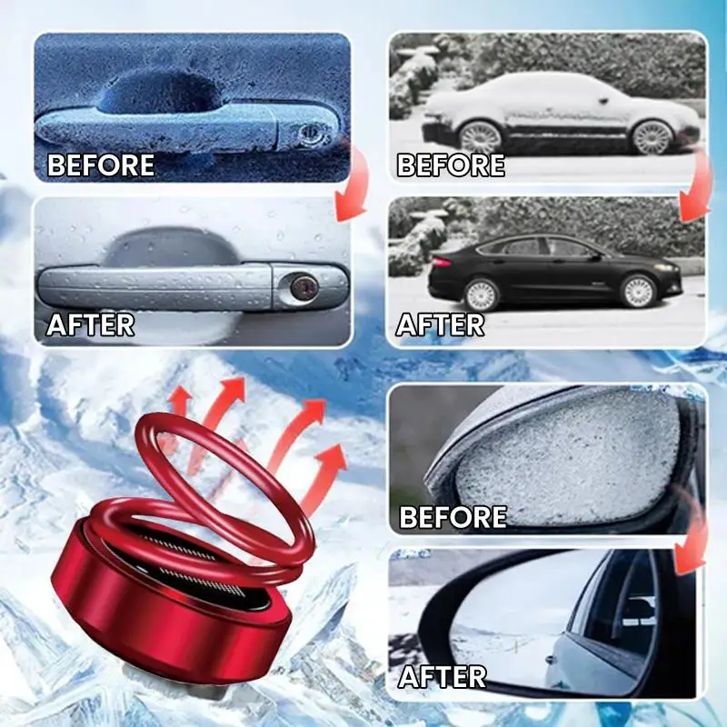 Solar Powered Dual Ring Mini Portable Heater, Car Home Windshield Snow Ice Defroster Winter Remover - view 4