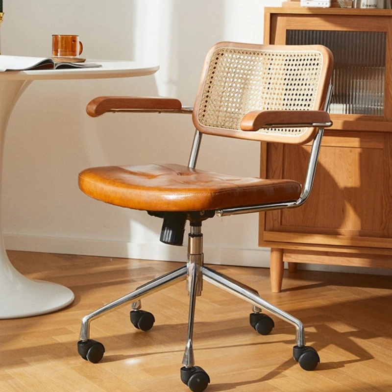 

Rattan Office Chair Simple Nordic Home Study Lift Swivel Pulley Armchair Simple Modern Bedroom Furniture Computer Gaming Chairs