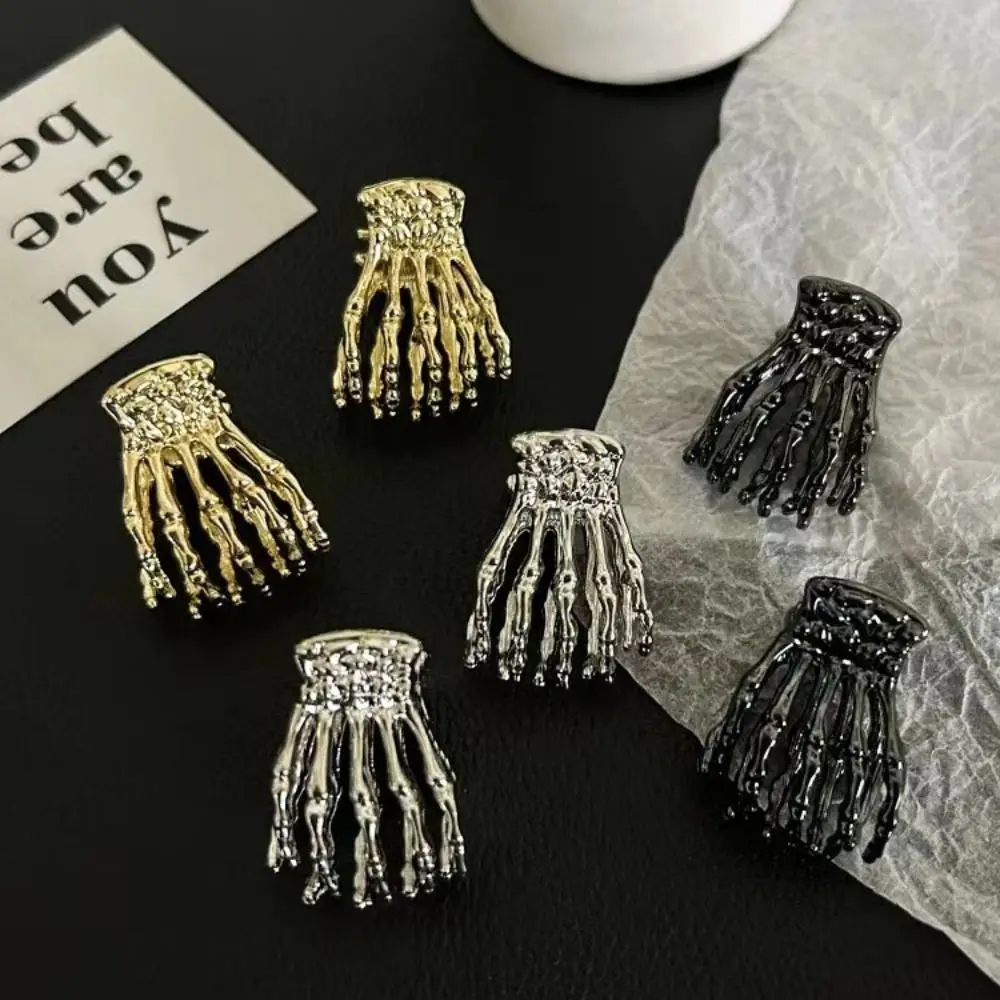 Zinc Alloy Skeleton Hand Hair Claw Skeleton Hand Bone Geometric Small Shark Clip Side Clip Korean Style Metal Hair Claw Ladies