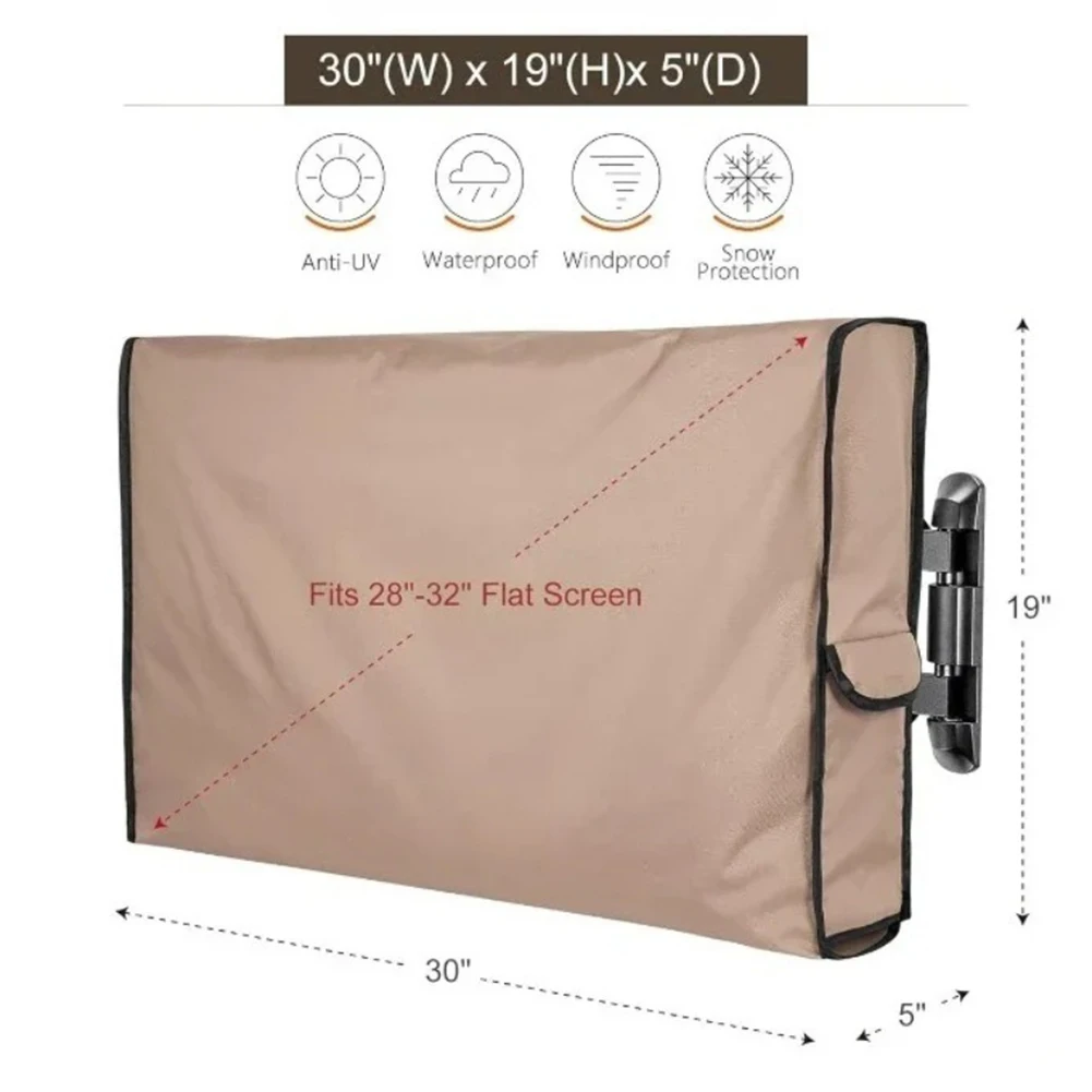 غطاء تلفزيون خارجي عالي التحمل 210D مقاوم للماء والغبار يوفر حماية كاملة وجيب تخزين عن بعد #2
