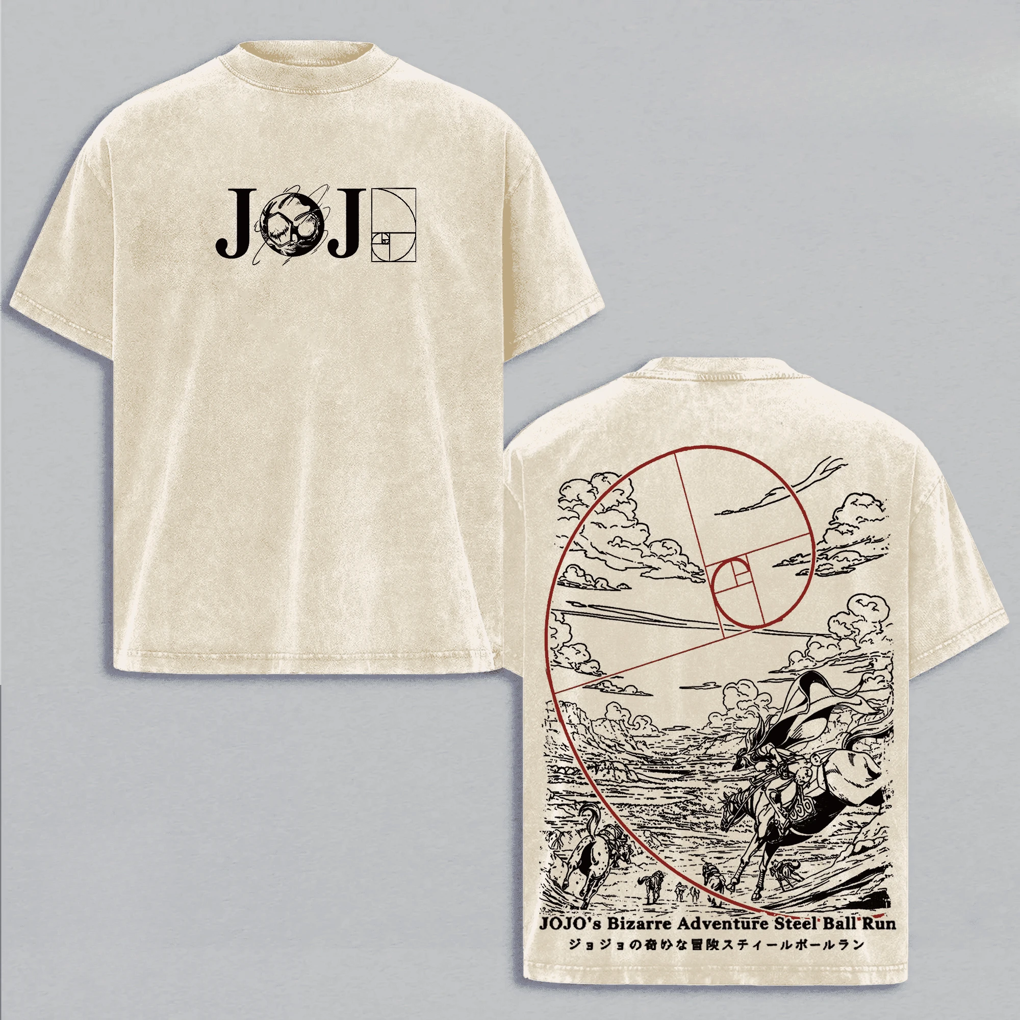 JoJo's Bizarre Adventure Anime T-shirt for Men's Women's and Kids Vintage Y2k Washed Oversized T Shirt Short Sleeve Cotton Tees