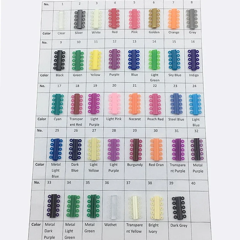 Elastic ortodôntico bandas de borracha para aparelhos, ligadura laços, opcional 40 cores, 40pcs por saco