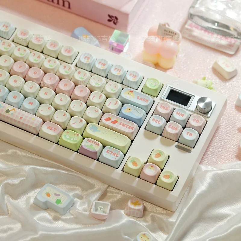 Cute Farm Custom Keycaps Set,132 Keys MOA Profile Doubleshot Dye-Sublimation GMK Keyboard Keycap For Mechanical Keyboard