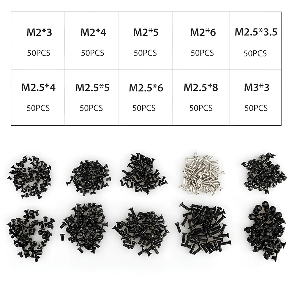 500-teiliges M2 M2,5 M3 Laptop-Schrauben-Set, SSD M.2-Schrauben, für Phillips-Flachkopf-Schrauben-Set für kleine/kleine Maschinen für die Elektronikreparatur – Detail 5