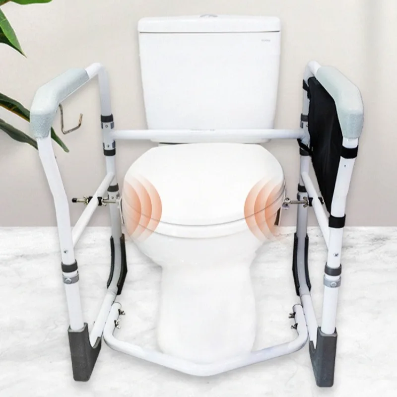 

‌Foldable Toilet Seat Assist Rail, No-Installation Bath Safety Handle,Anti-Tip Adjustable Support,Senior Disability Bathroom Aid