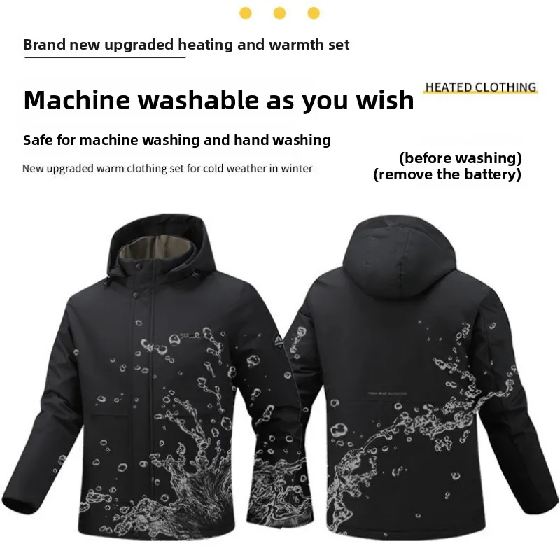 Winter Heated Jacket 4 Areas Mens USB Self Heating Clothing Heater Thermal Fleece Coat Body Warmer Outdoor Sports Padding Parkas