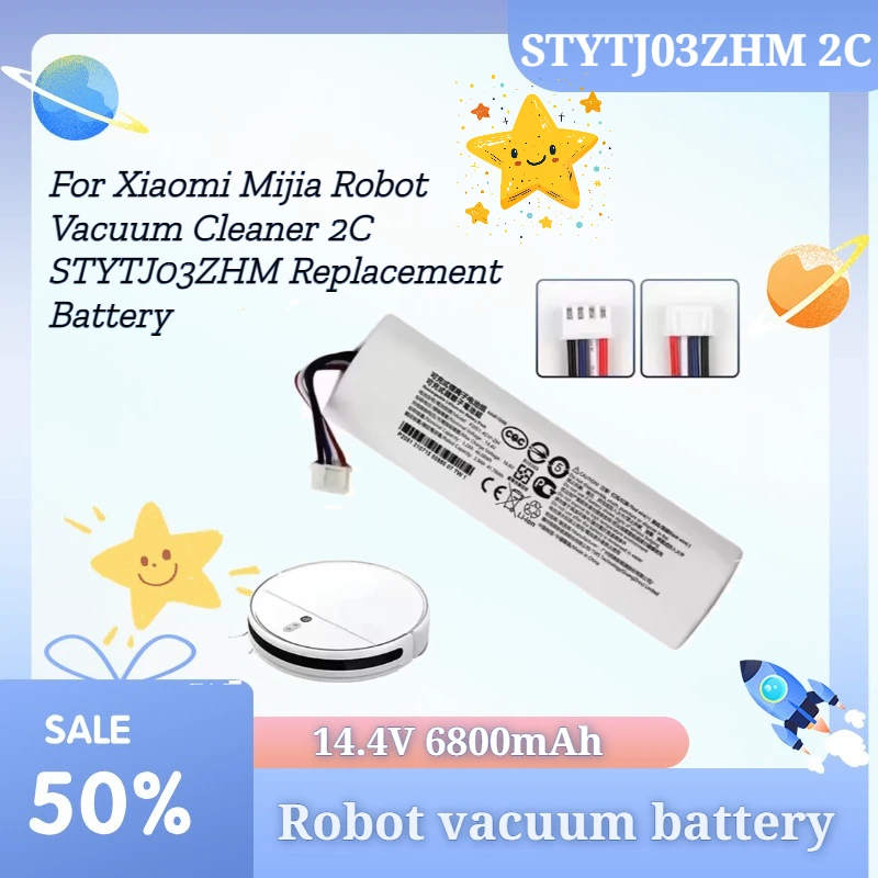 

14.4V 6800mAh Rechargeable Battery Pack For Xiaomi Mijia Robot Vacuum Cleaner 2C STYTJ03ZHM Replacement Battery