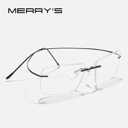 MERRYS DESIGN Pure Titanium Rimless Optical Glasses Men Women Frameless Prescription Eyeglasses Frame Ultralight Eyewear S2634