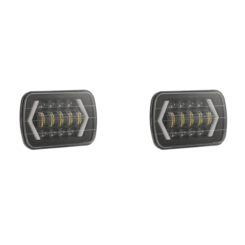 

2Pcs 7X6 Inch Halo LED Headlights, 5X7 Inch Square LED Head Light With Angel Eyes DRL Turn Signal Light H6054 H5054