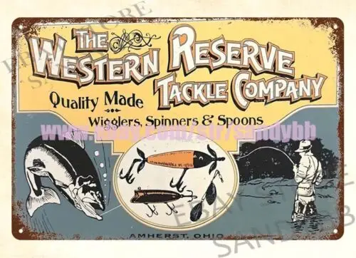 WESTERN RESERVE TACKLE COMPANY FISHING metal tin sign hanging man cave