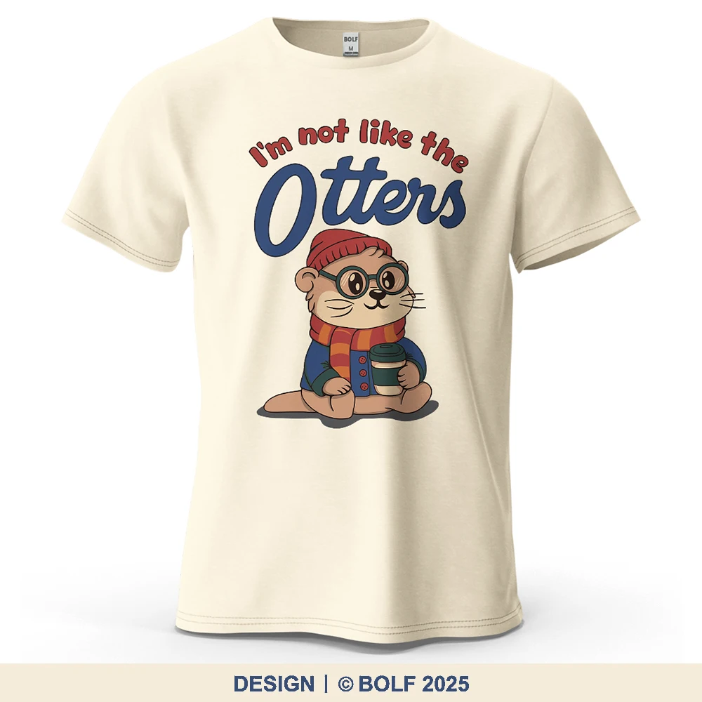 I'm Not Like The Otters Bedrucktes Herren-T-Shirt aus 100 % Baumwolle, übergroße, humorvolle Grafik-T-Shirts für Damen, Tops, lässige Streetwear