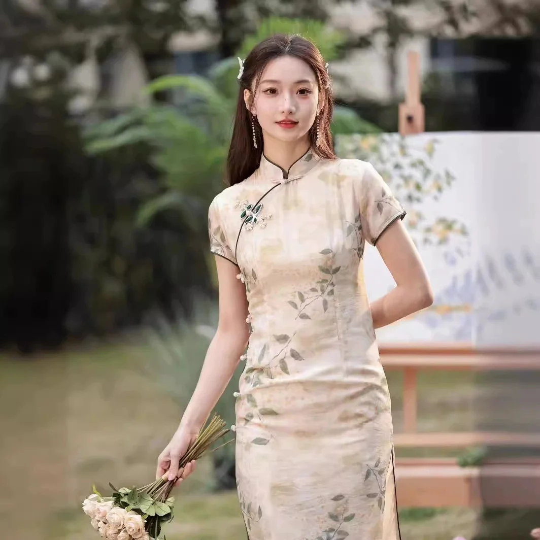 Improved Floral Cheongsam 2025 Spring/summer New China Style Small Chinese Girls' Youth StyleQipao Dress