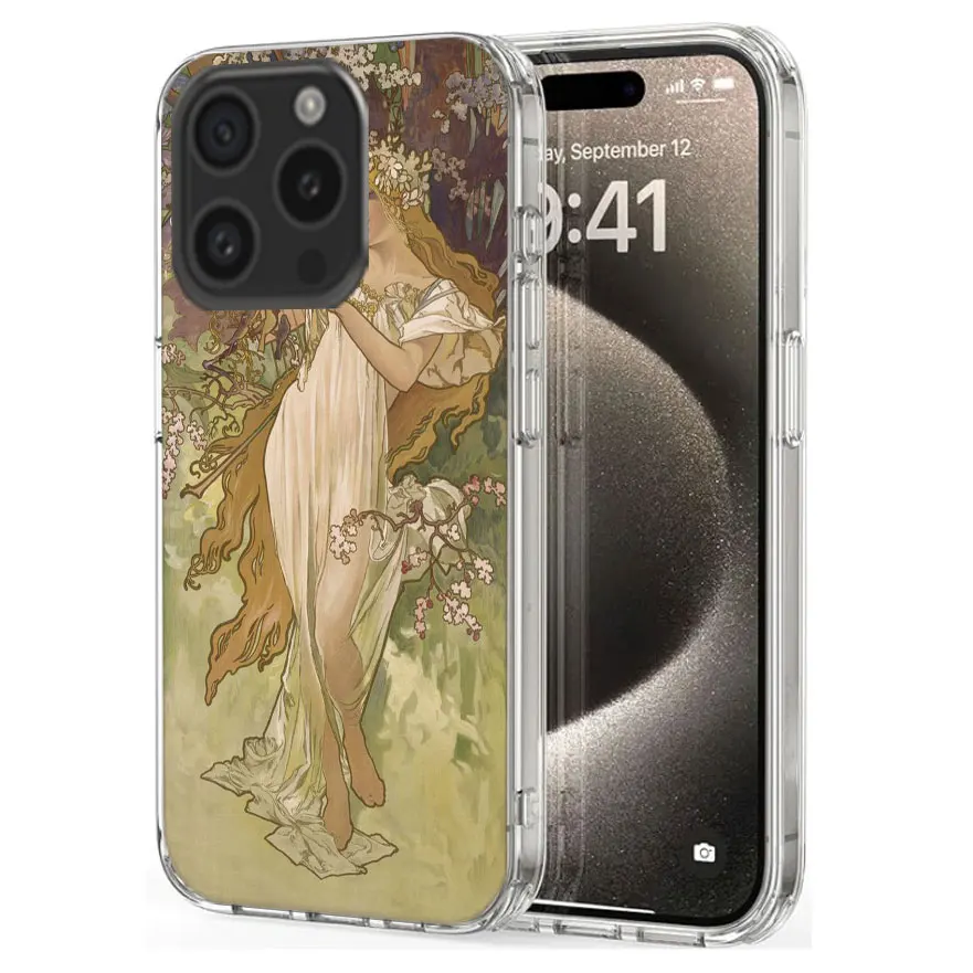 Alfons Mucha Primavera Clear Phone Case For Apple iPhone 12 13 Mini 11 14 15 16 Pro Max Cover XS MAX XR Soft