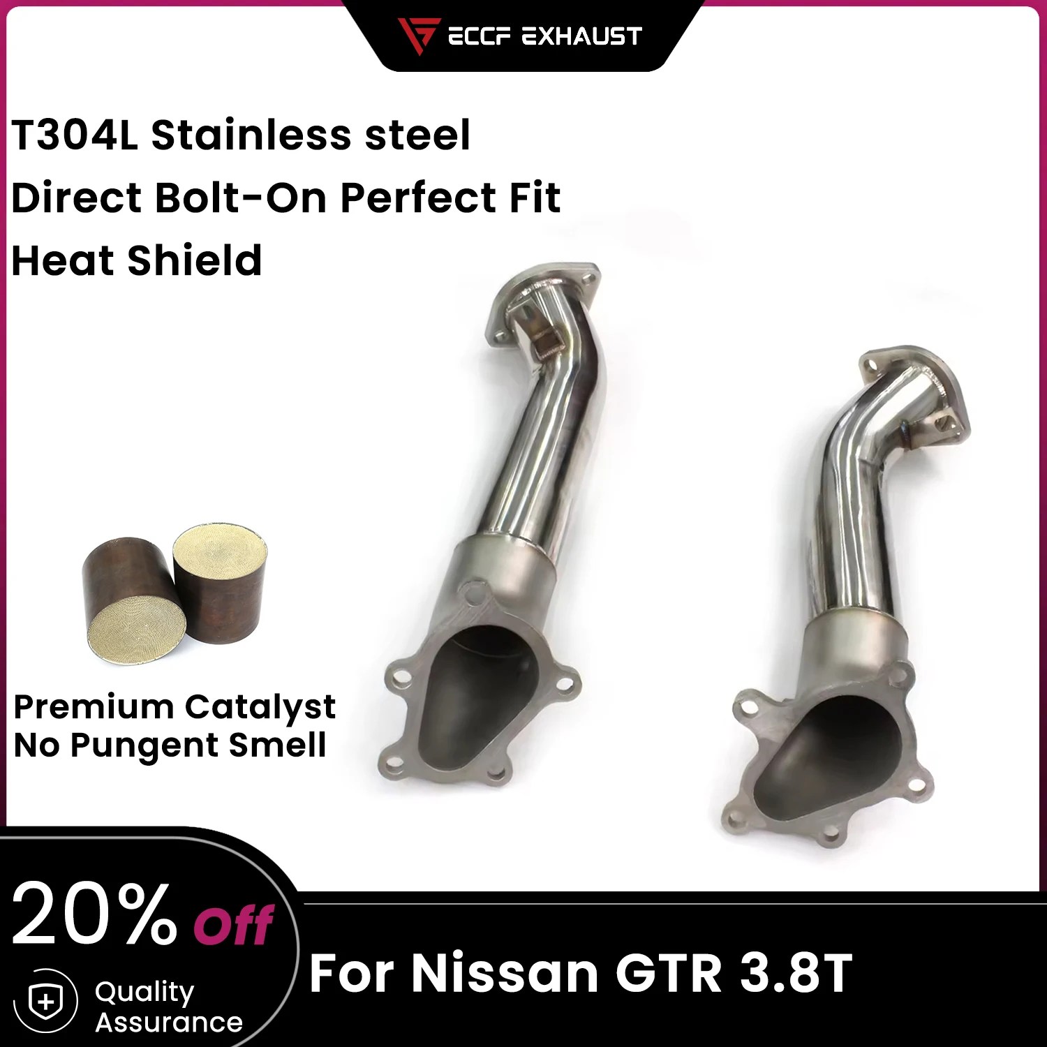 

ECCF Sports Downpipe For Nissan GTR 3.8TT Aggressive Exhaust Sound High Flow Performance Upgrade Easy Installation