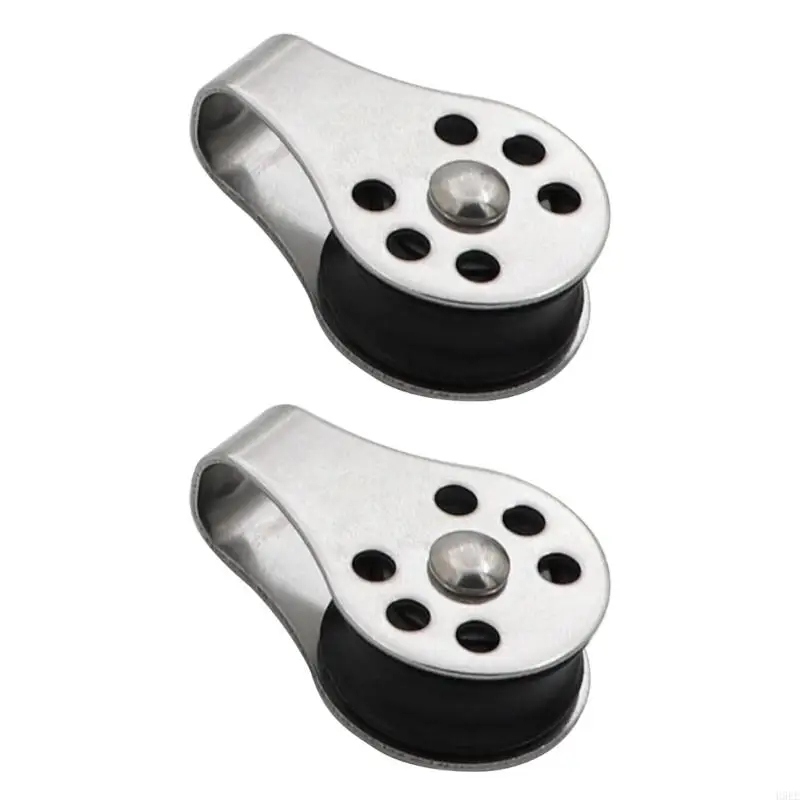 Single Pulley Block Set of 2 Stainless Steel Ball Bearing Rope Guide with Top Loop for Boat Rigging Repair Tasks H9EE