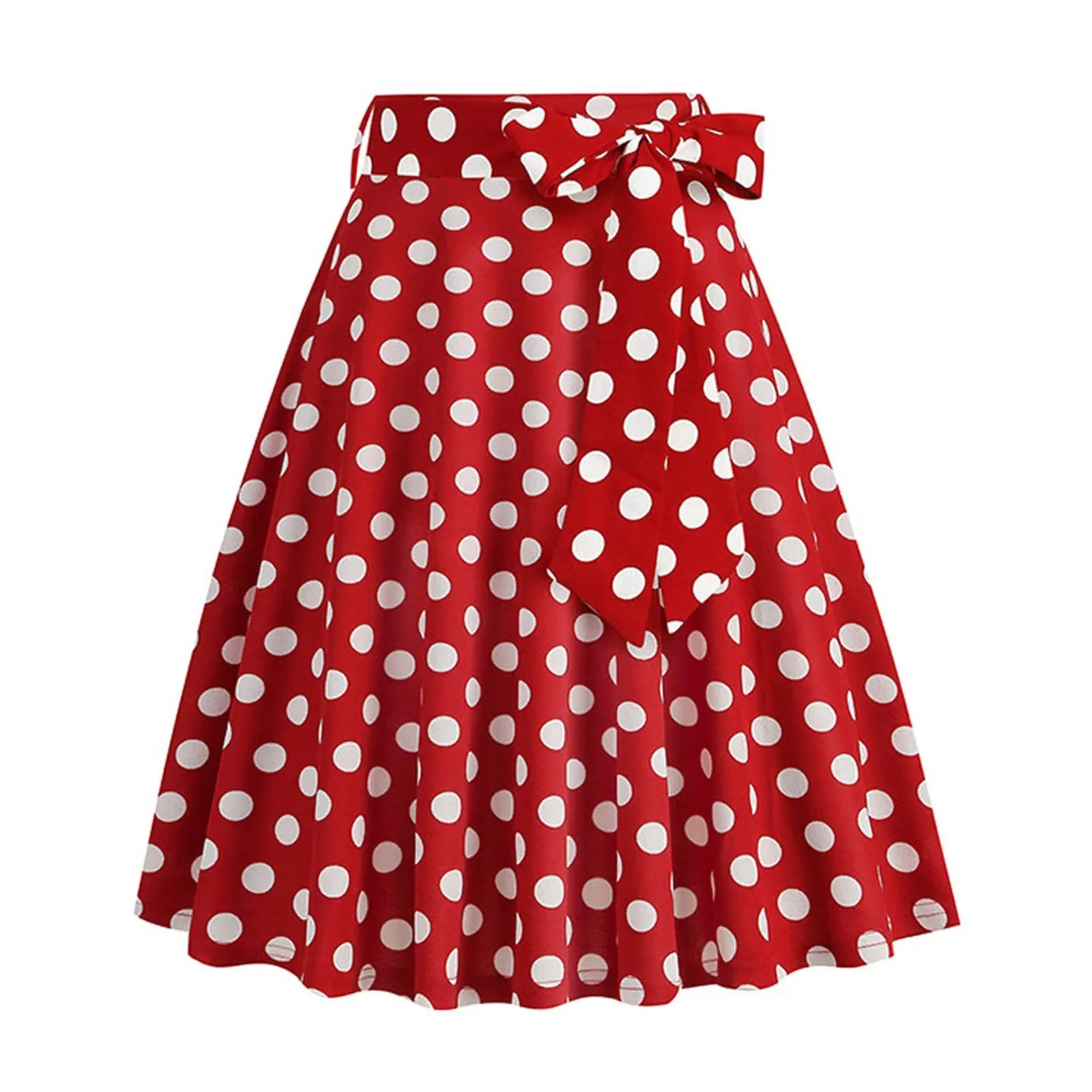 

Polka Dot 50s Vintage Woman Tunic Skirt High Waist Pleated Midi Retro Clothing Audrey Hepburn Chic Swing Beach Skater