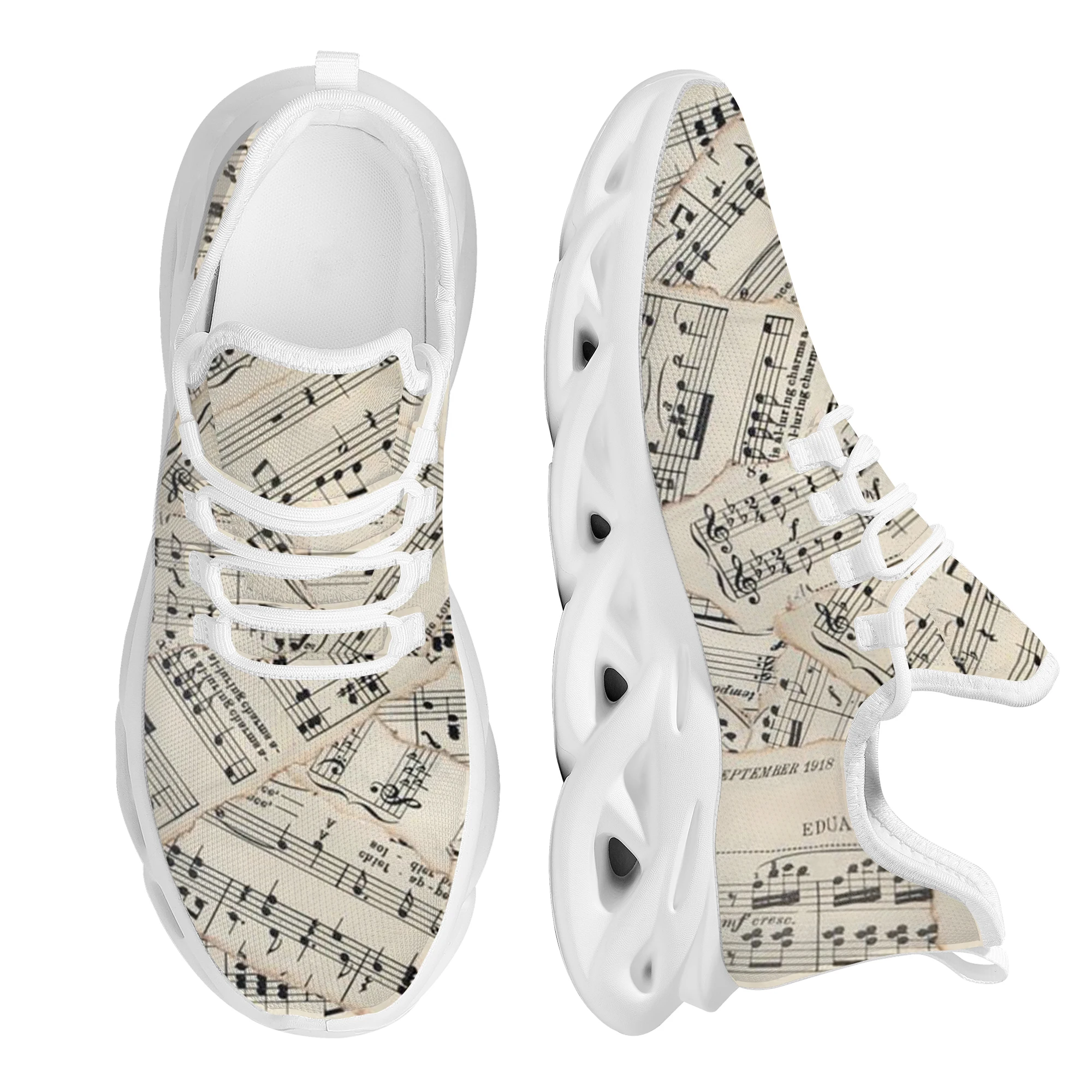 

INSTANTARTS Vintage Music Notes Score High Quality Fashionable Breathable Neutral Mesh Shoes Customized Soft Outdoor Shoes