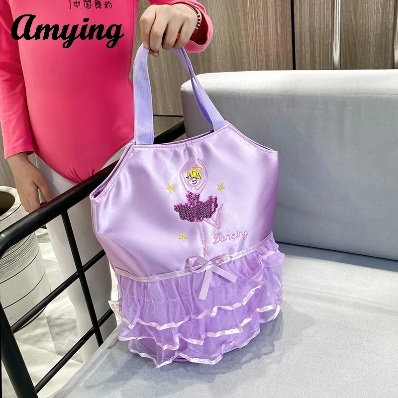 New Girls Lace Princess Dance Bag Kids One-shoulder Bag Children Waterproof Backpack Ballet Jazz Dance Storage Handbag Latin Bag