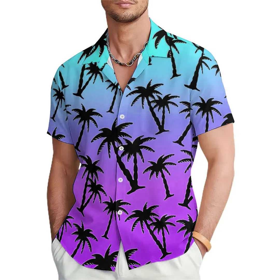 Coco árvore gradiente 3d impressão havaiana praia camisas das mulheres dos homens moda oversized camisa de manga curta topos blusa homem roupas
