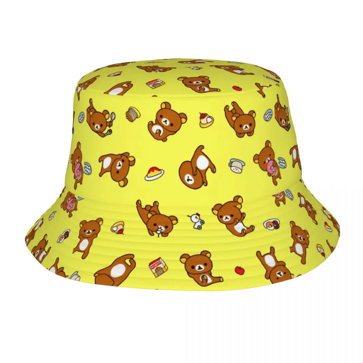 

Summer Travel Headwear Rilakkuma Stuff Bucket Hats Trendy Unisex Sun Hats Cute Bear Irish Country Hat Lightweight Fisherman Hats