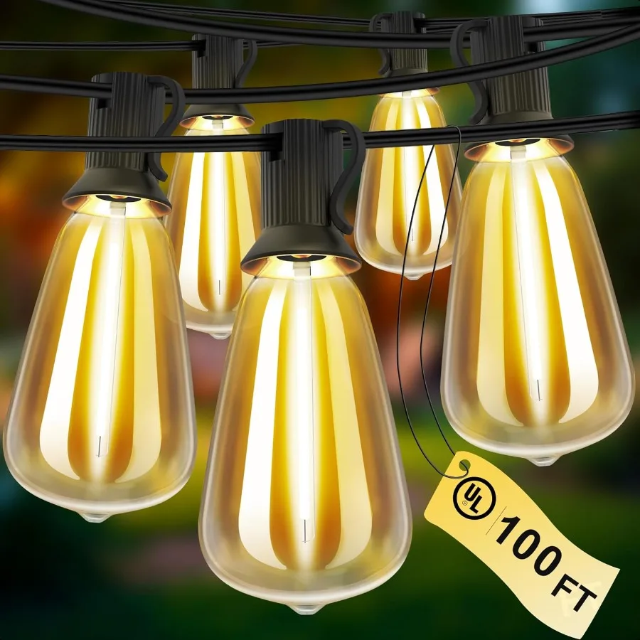 

Outdoor String Lights 100 FT 52 Shatterproof LED Bulbs UL Certified Patio Lights Outdoor Light Strings Waterproof for Patio Yar
