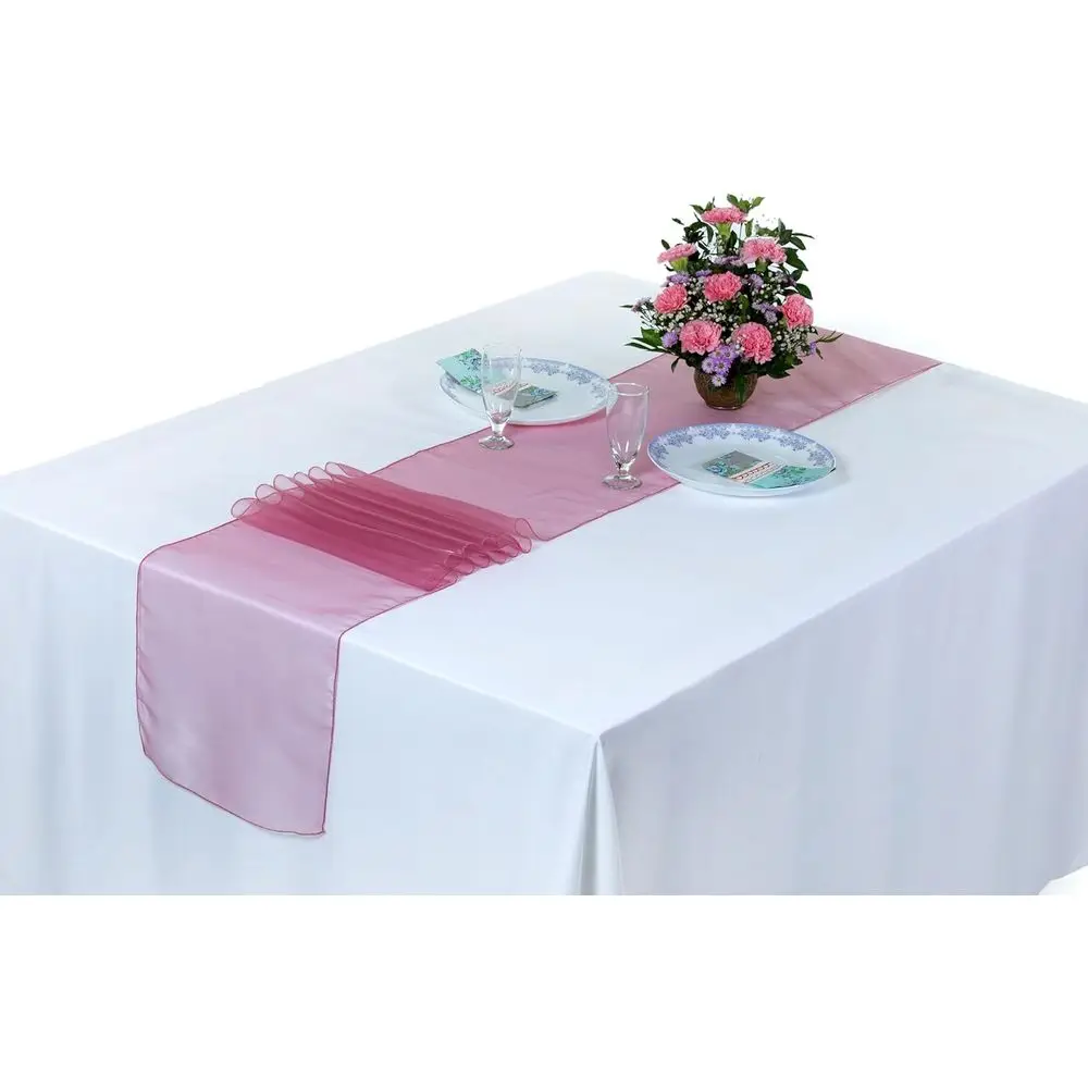 

Dusty Pink 12x108 Inch Organza Table Runners, Set of 25, Premium Quality for Weddings, Parties, and Banquets