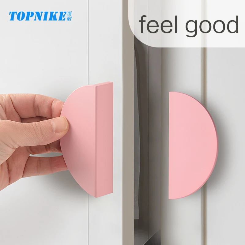 wardrobe Door handle Half Round Kitchen cabinet konb Drawer Handle Colorful Pink Blue Green White Knobs For Furniture