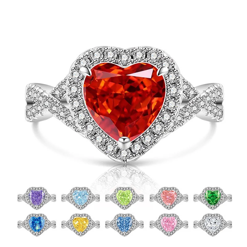 

Light Luxury 925 Sterling Silver Ice Flower Cut High Carbon Diamond Love Gorgeous Dream Cross Ring Ladies Perfect Jewelry