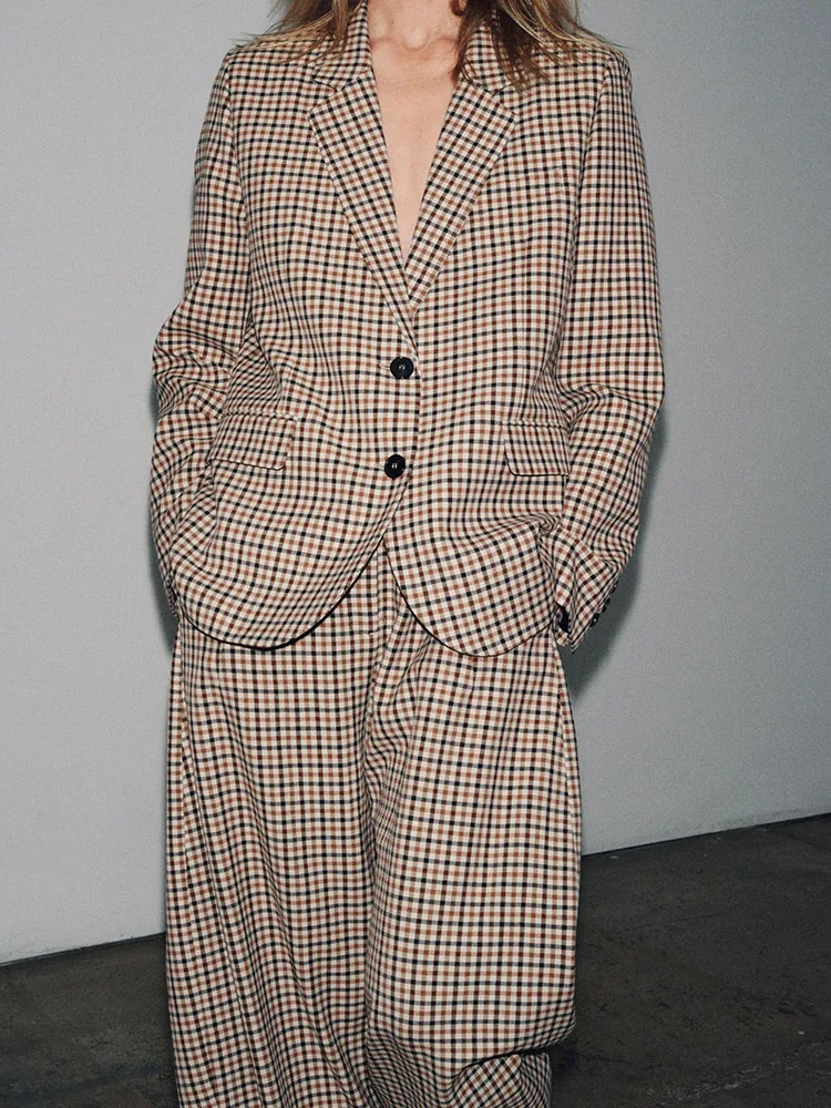 

Женский клетчатый костюм Jaet, Новое поступление, осень 2021, клетчатые брюки со средней талией, одинаковый комплект, модный этнический сценический костюм